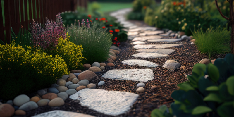 Mulch as flagstone gap filler